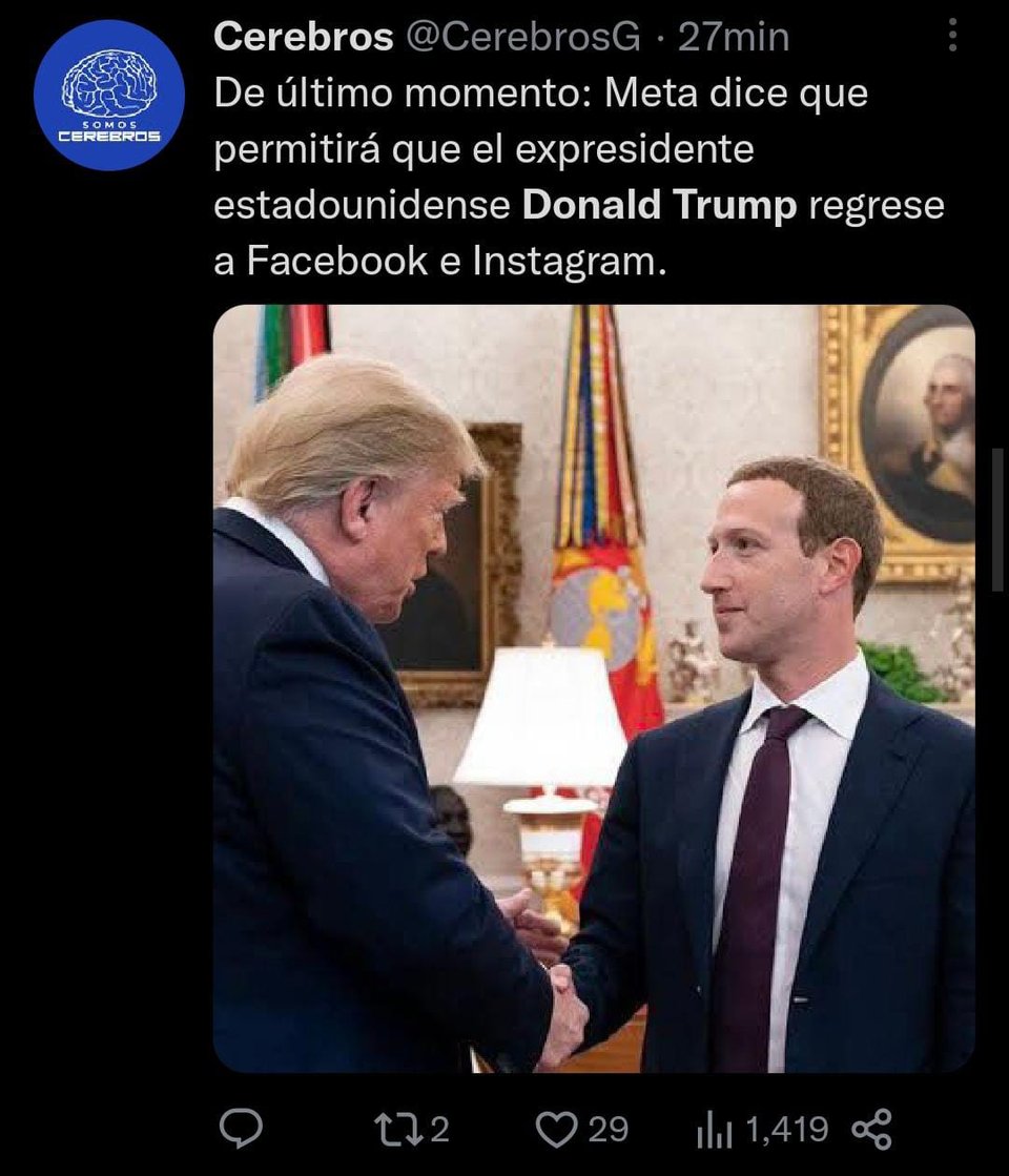 Meta confirmed on Wednesday that it would allow the return of the ex-president's accounts