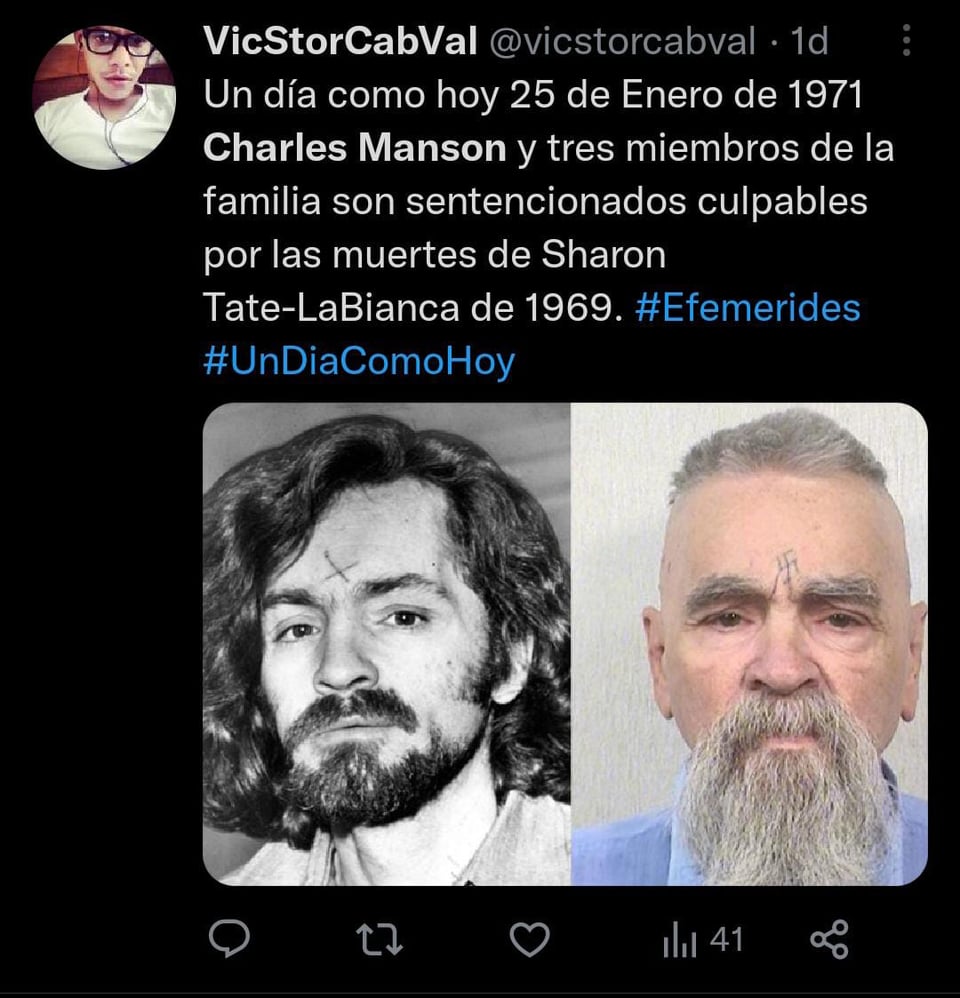 Manson murió en el año de 2017