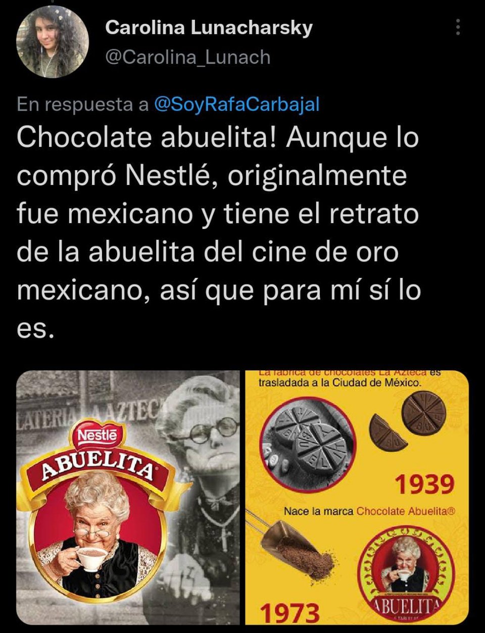 Debido a su éxito quedó inmortalizada como la imagen de un chocolate