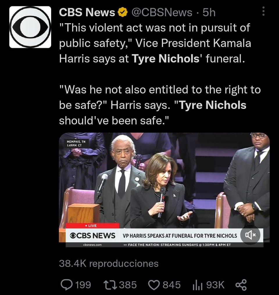 Durante funeral de Tyre Nichols piden por reforma policial para evitar más casos como el de Nichols y George Floyd