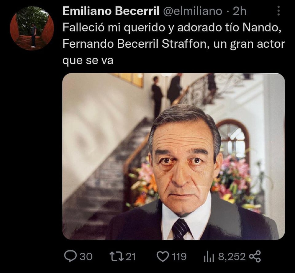 Sobrino de Fernando Becerril confirma la lamentable noticia de su muerte