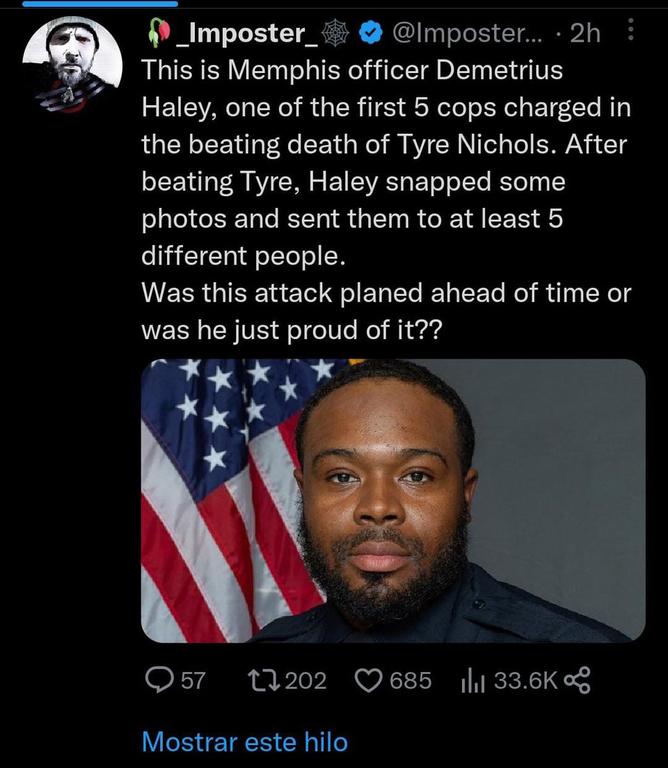 Demetrius Haley ahora exoficial de policía de Memphis envió a cinco personas una fotografía del cuerpo ensangrentado de Tyre Nichols