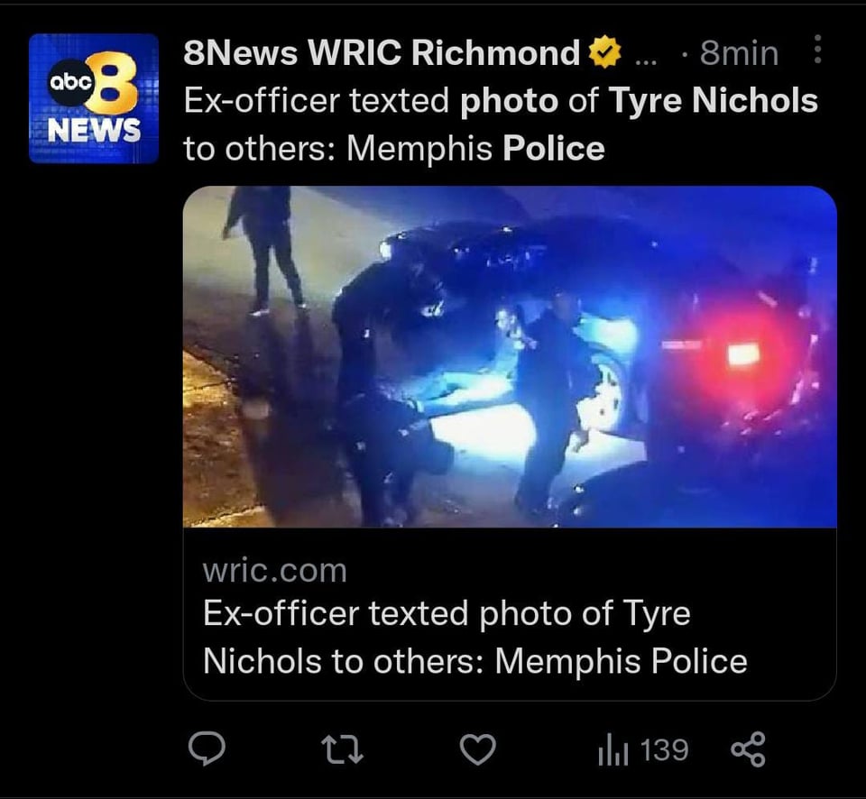 Imagenes muestran como el policía de Memphis se acercó a tomar la fotografía de Tyre Nichols