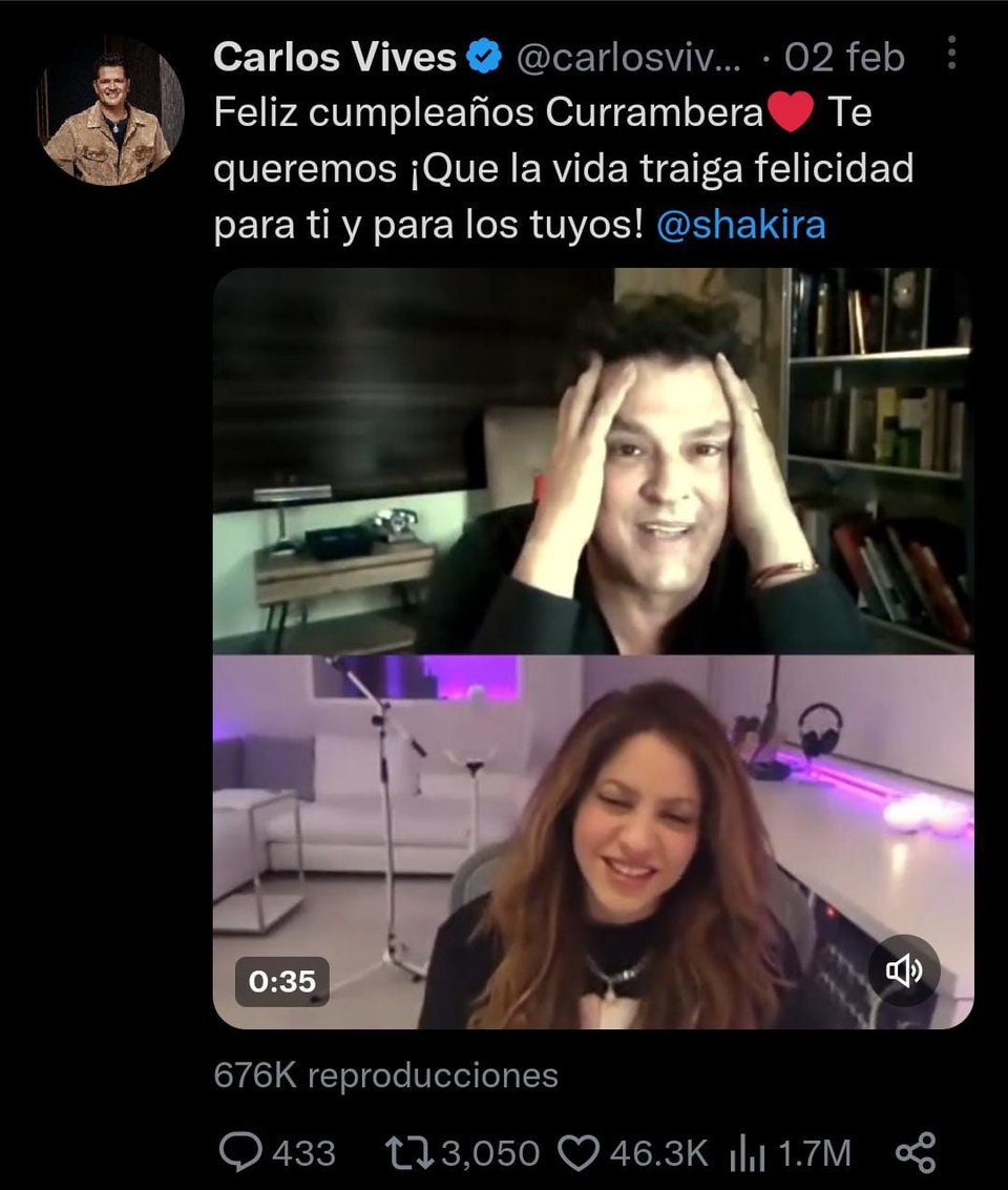 Carlos Vives le hizo un especial regalo de cumpleaños a la cantante