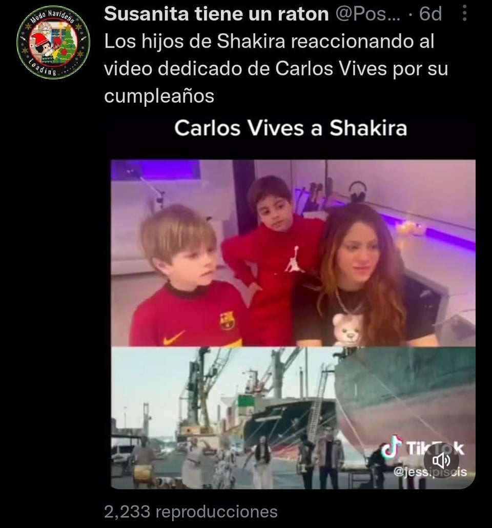 La colombiana compartió con emoción su regalo con sus hijos