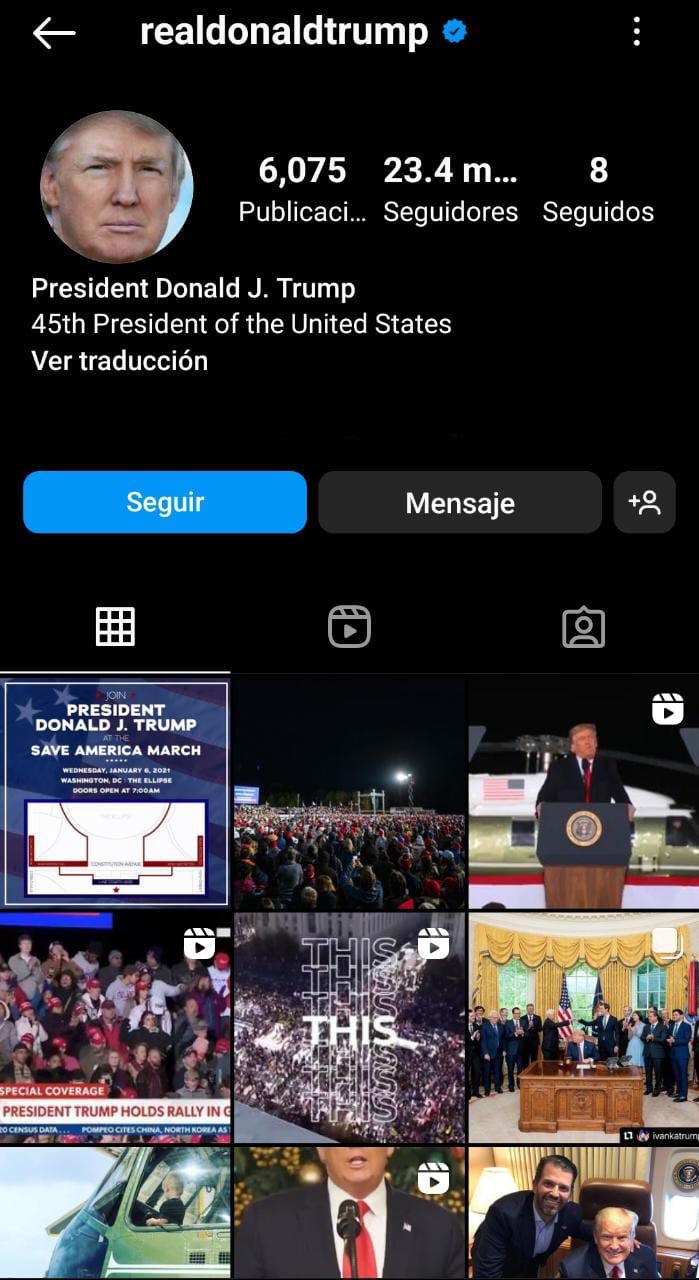 El jueves 9 de Febrero Meta restituyó las cuentas de Facebook e Instagram de Donald Trump