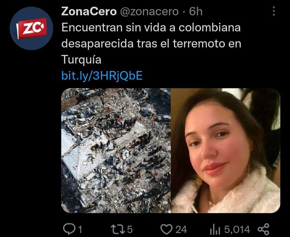 Tras confirmar la muerte de Johanna, señalaron que el Embajador de Colombia en Turquía acompañaría a su esposo