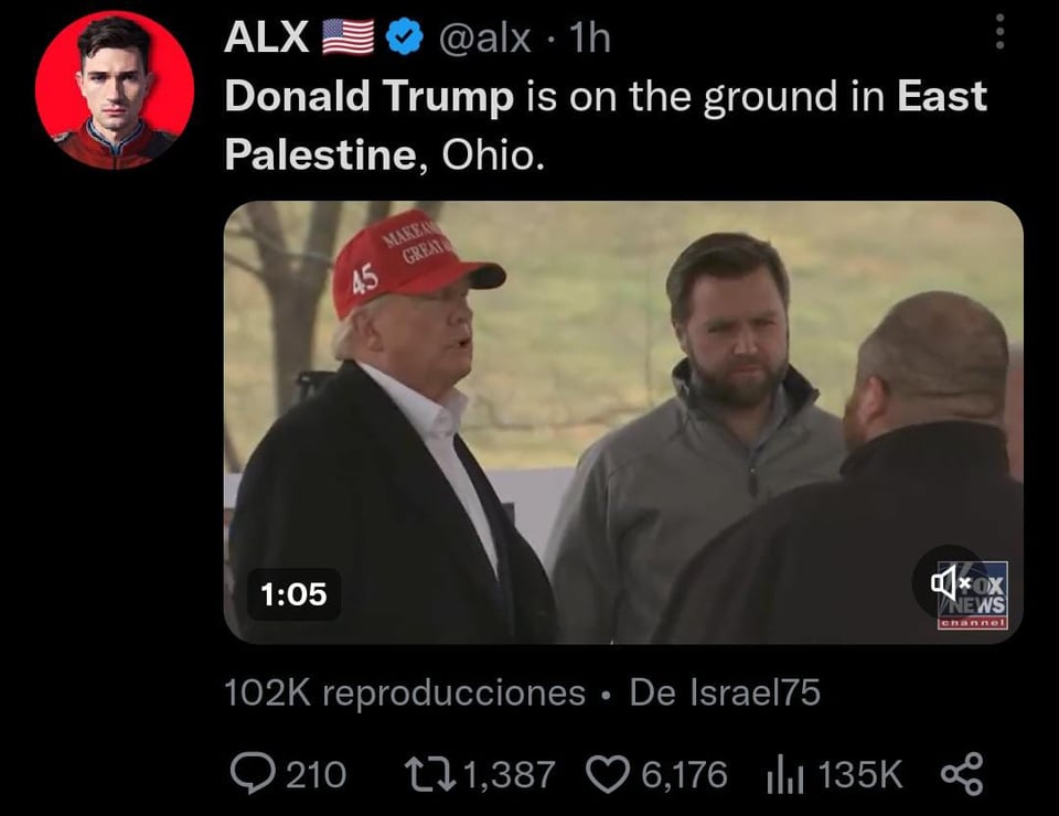 El exmandatario de EEUU se encuentra visitando el lugar del descarrilamiento