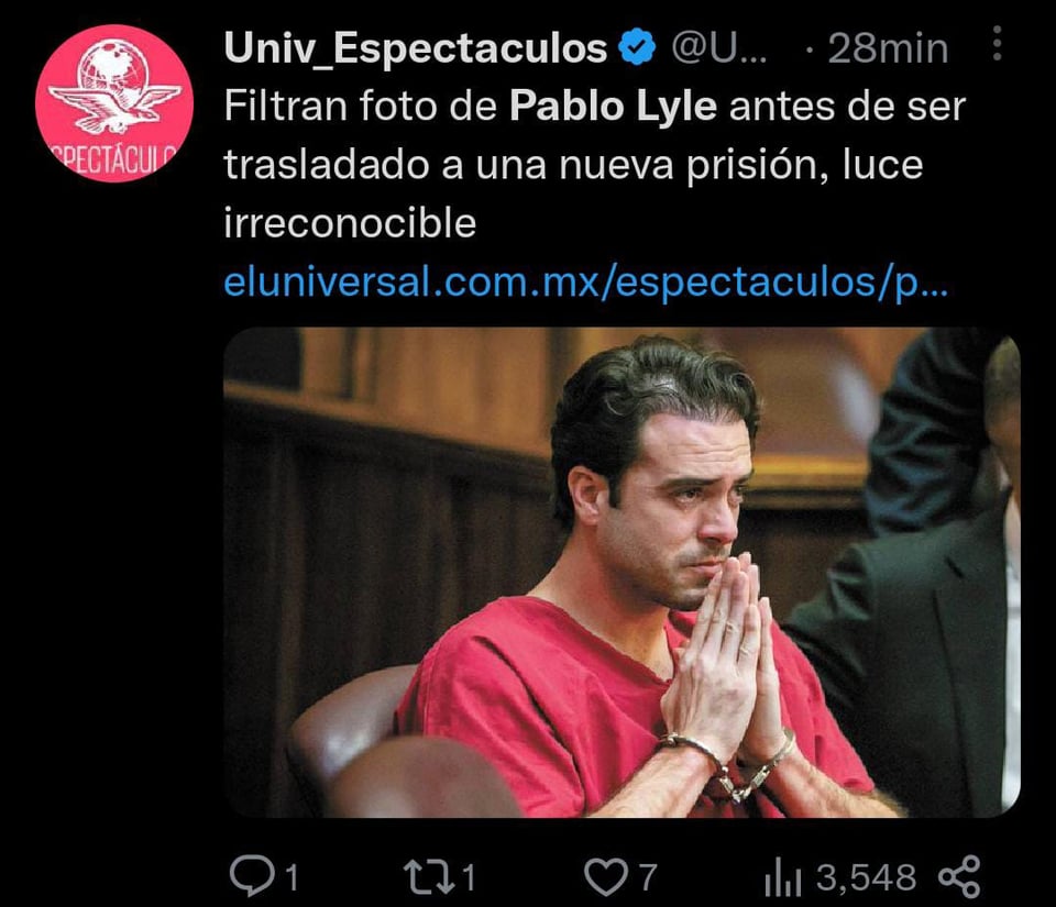 Sale a la luz la ficha policial de Pablo Lyle para su traslado de prisión