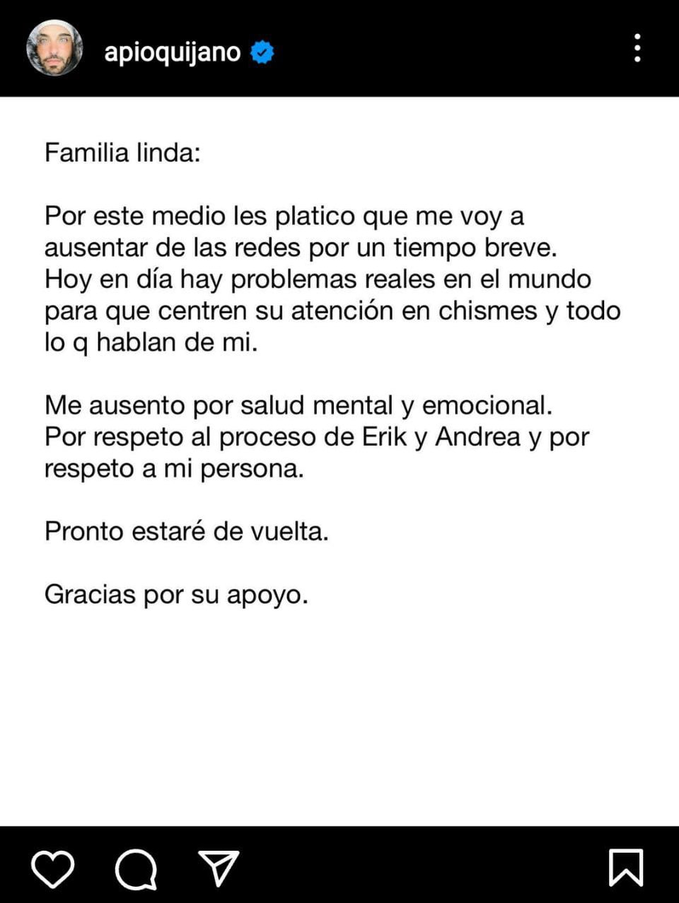 El supuesto amante de Erik Rubín rompió el silencio