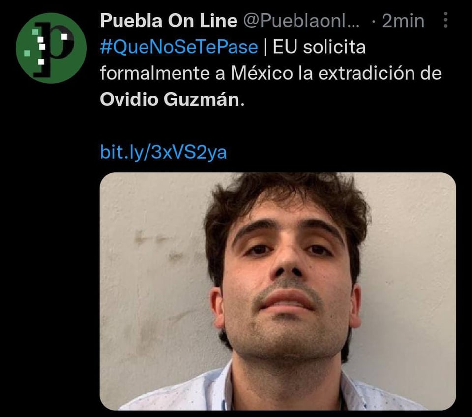 The US has submitted a formal request for the extradition of Ovidio Guzmán