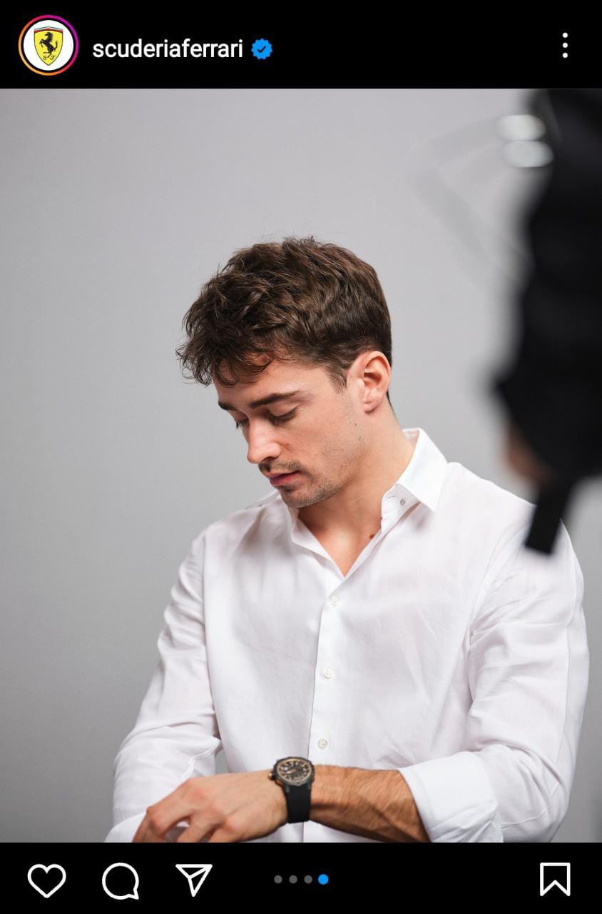 The runner manages to captivate during a photo session for the Ferrari team
