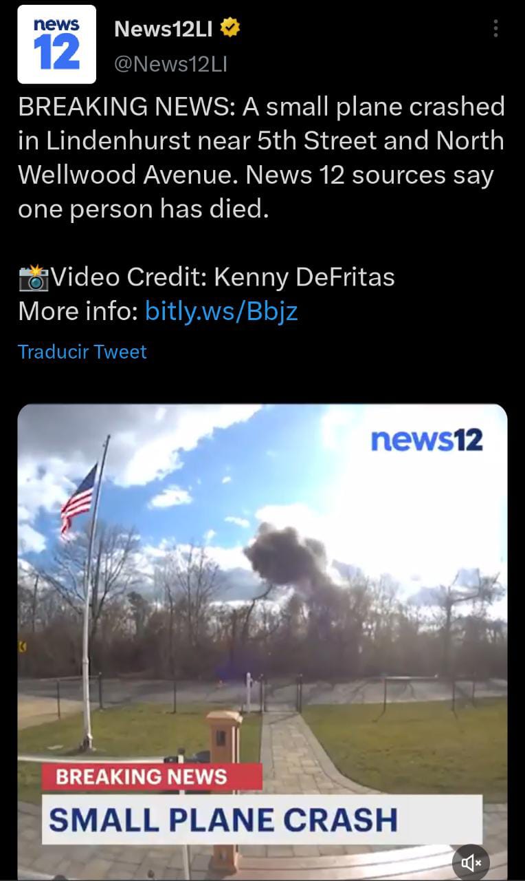 Avión se estrella en vecindario de Nueva York la tarde del domingo