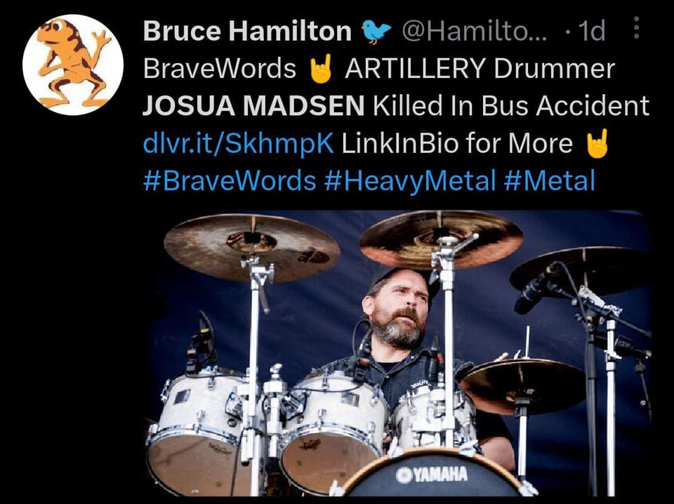 Muere Josua Madsen en accidente y ARTILLERY informa a sus fanáticos