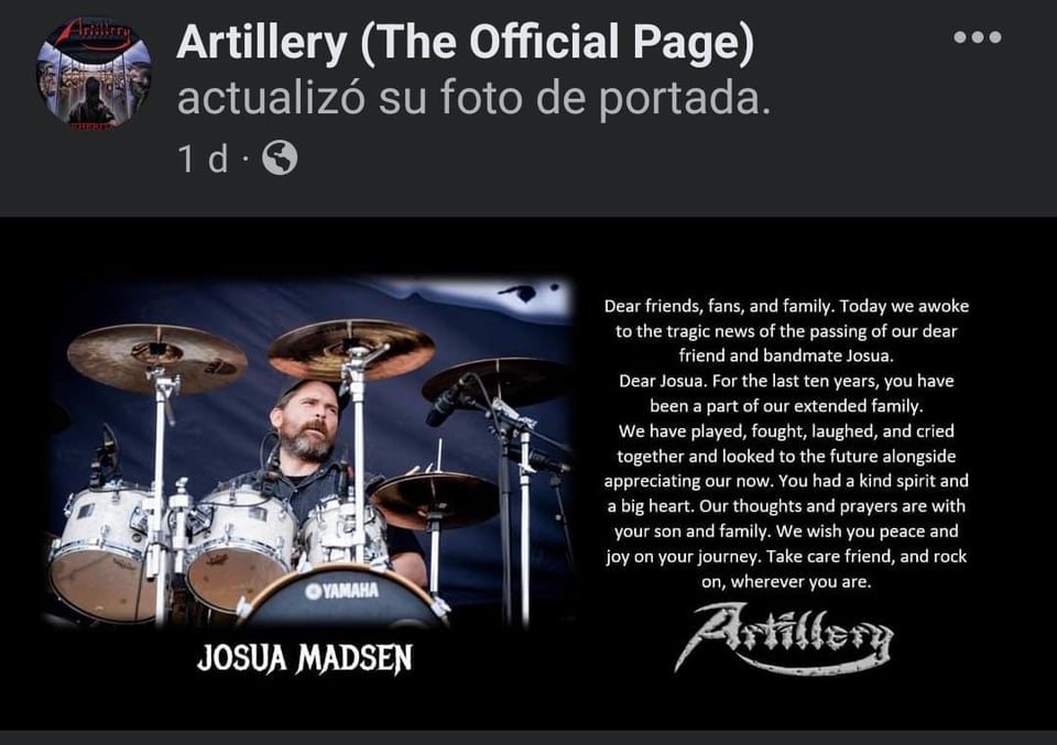 Fanáticos se unen a las condolencias tras la muerte de baterista
