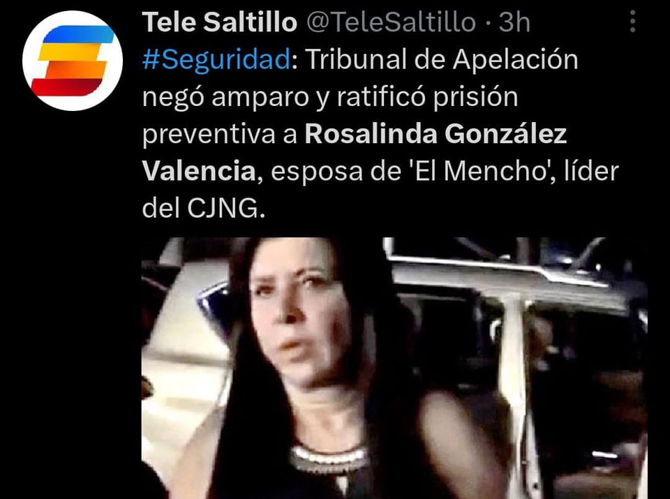 Niegan amparo contra prisión preventiva a esposa del 'Mencho'