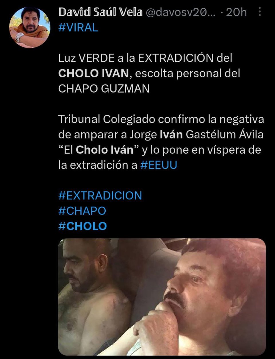 Malas noticias para el ex jefe de seguridad del Chapo Guzmán