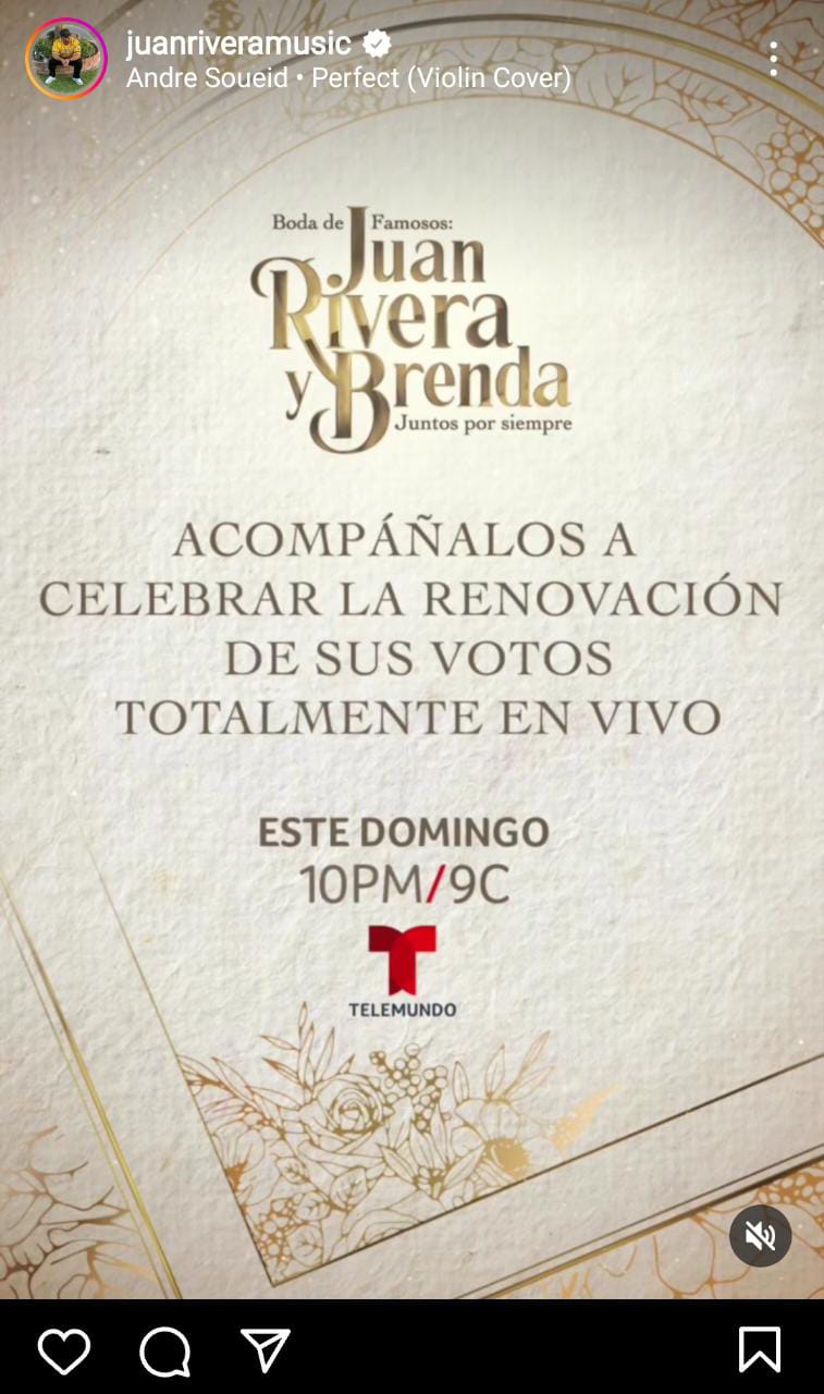 Juan Rivera renueva sus votos junto a su esposa Brenda