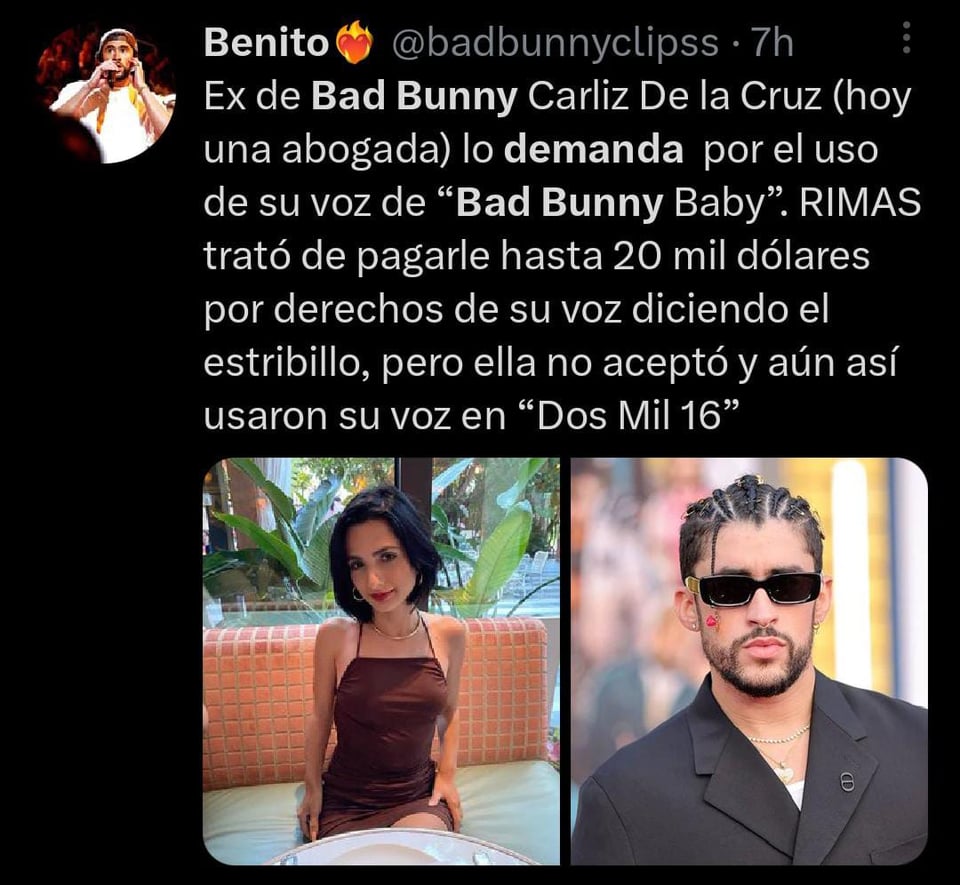 El cantante enfrenta la demanda por usar la voz de su expareja Carliz
