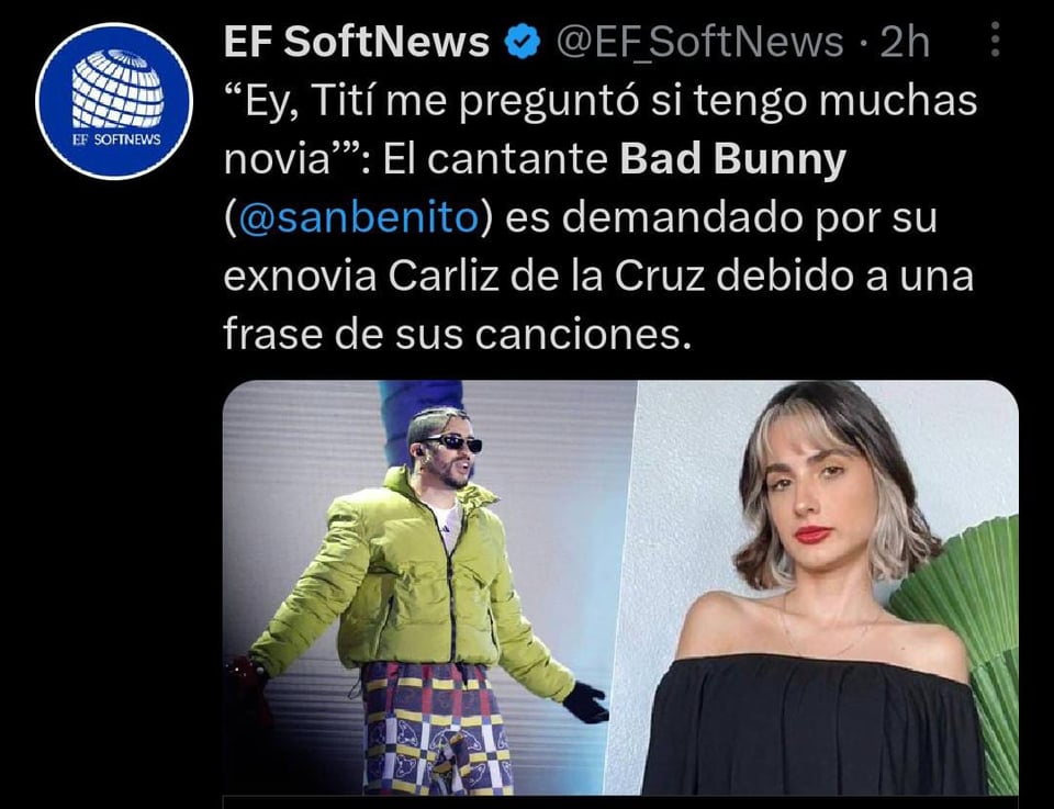 Bad Bunny enfrenta demanda millonaria a manos de su exnovia luego de usar su voz sin consentimiento en diversos proyectos