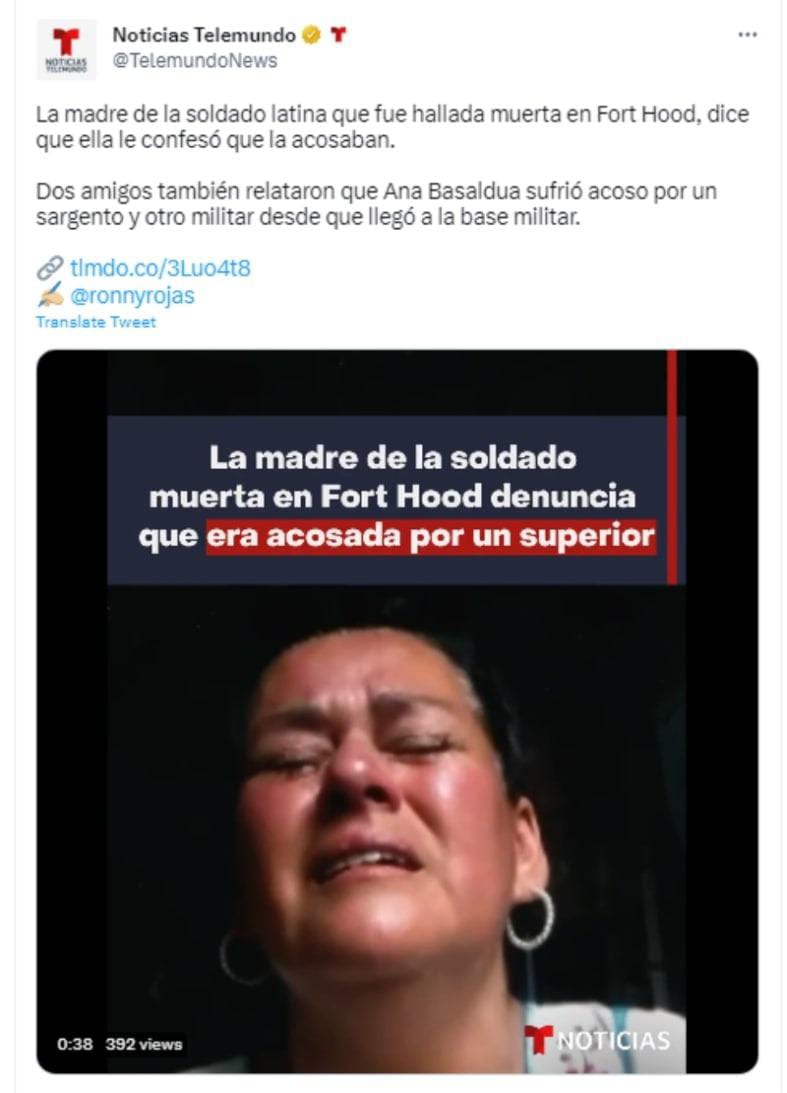 Madre de Ana Basaldua recibe visa humanitaria tras la muerte de la militar en Fort Hood