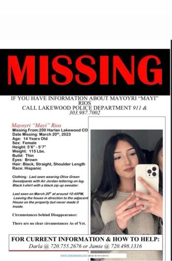 Chica hispana desaparece de su casa en Colorado