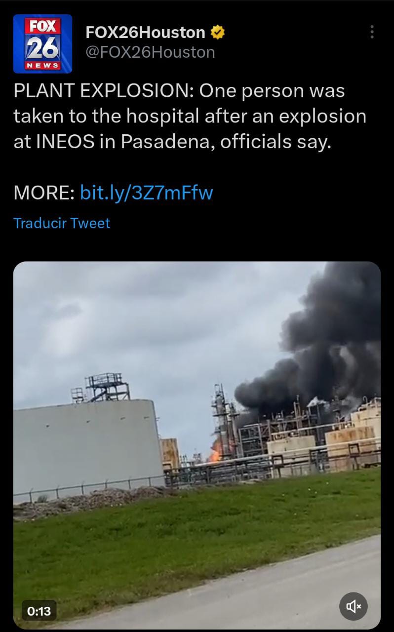 Explosión en planta química en Houston deja un herido el pasado miércoles