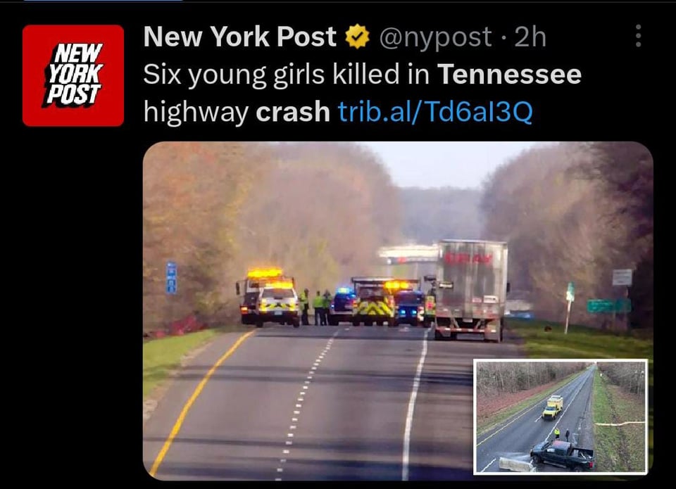 Seis niñas murieron en un trágico accidente de carretera en Tennessee al ser expulsadas del auto mientras éste volcaba