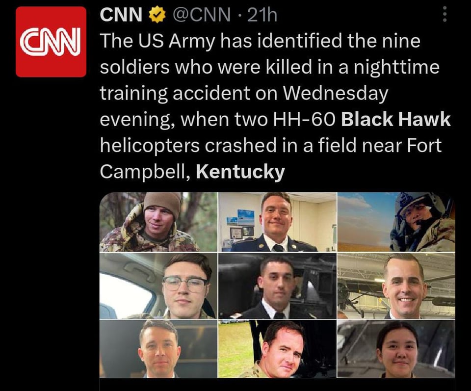 Identifican a cinco soldados hispanos de los nueve muertos en fatal accidente de 2 helicópteros Black Hawk