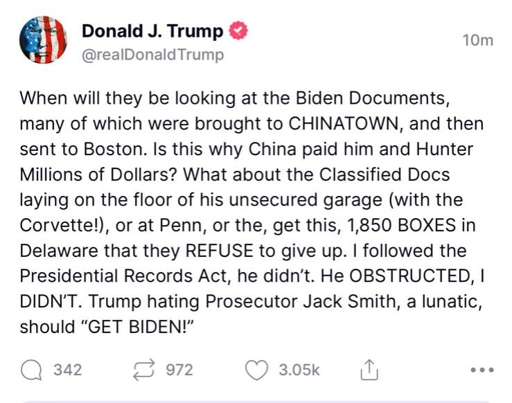 Trump pide arrestar a Biden tras decir que Estados Unidos se va al infierno