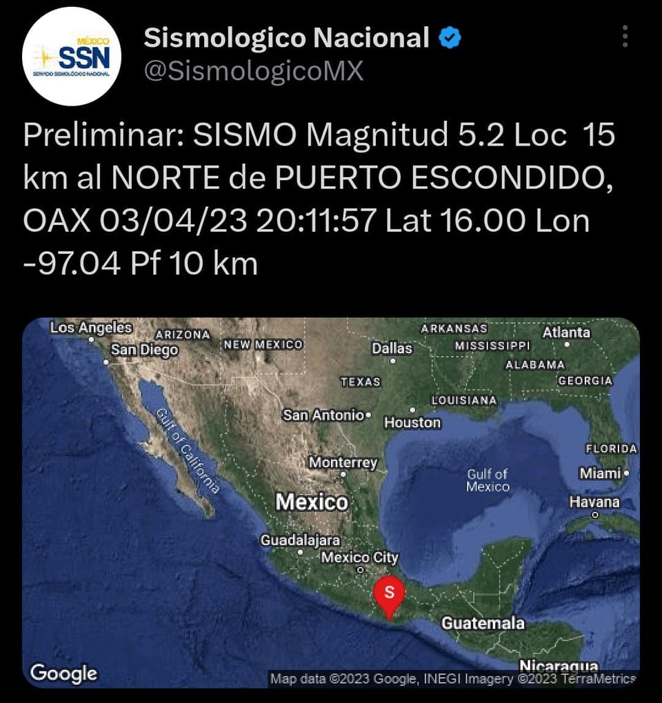 They report an earthquake that shook Mexico with a magnitude of 5.5