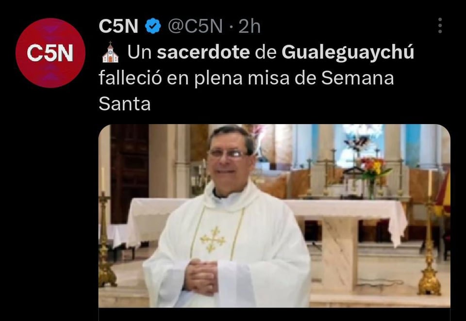 Sacerdote hispano muere en plena misa