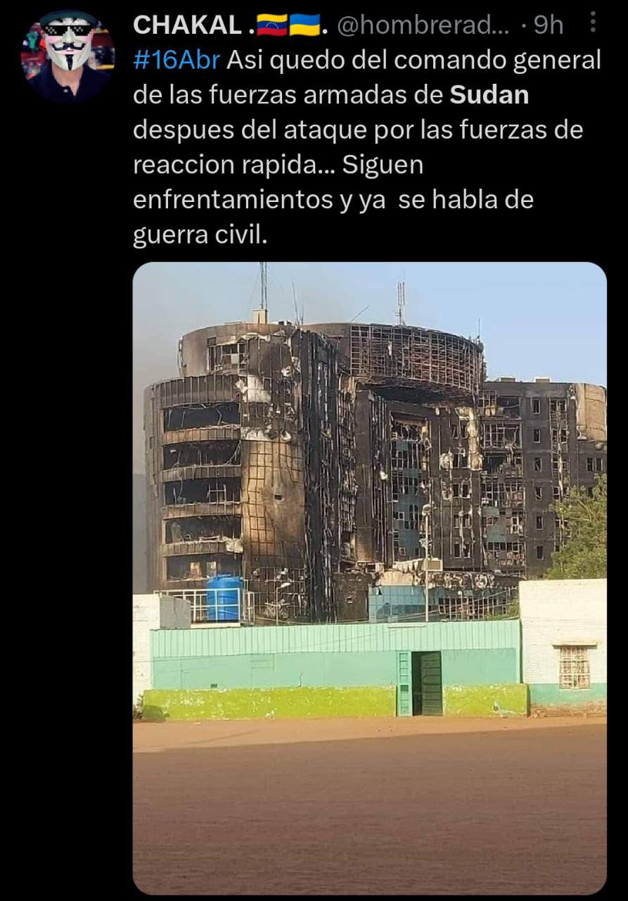 Realizan cese al fuego humanitario en medio del levantamiento armado en Sudán
