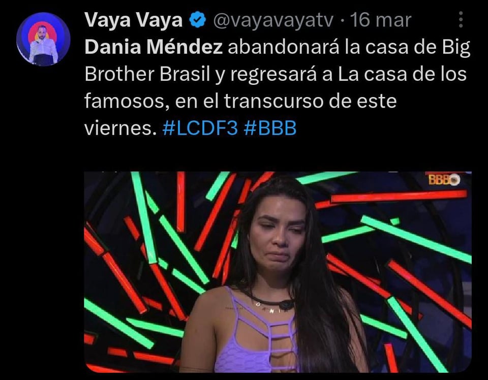 Dania Méndez se ausenta de la gala de LCDLF y se muestra de luto