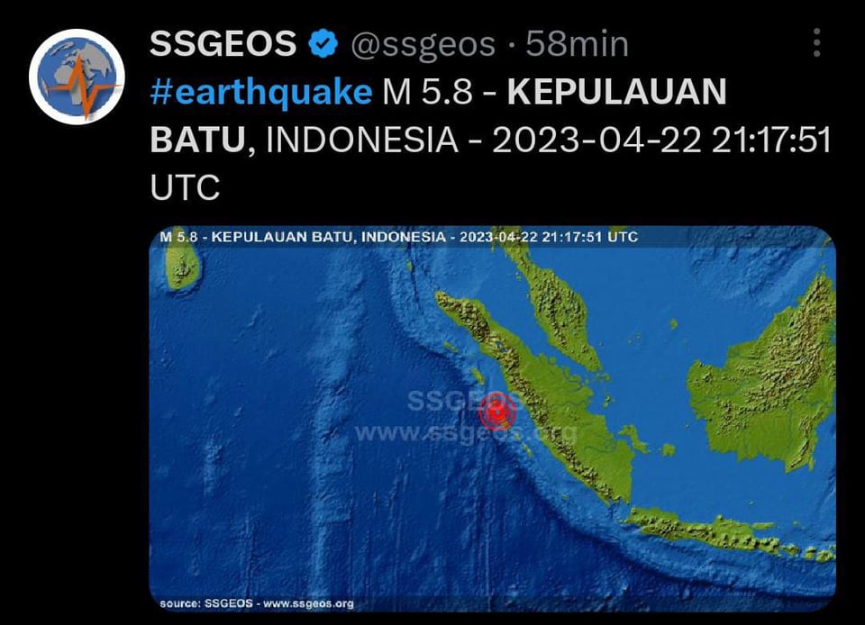 Sismos de casi 6 grados de magnitud sacuden a Indonesia