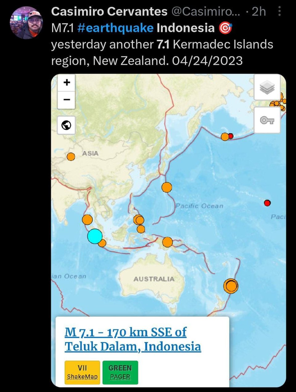Terremoto de magnitud de 7.1 sacude a Indonesia