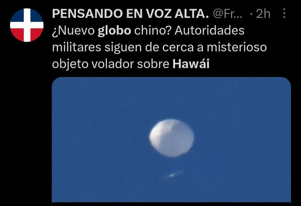 EEUU ha detectado un globo de procedencia desconocida junto a Hawái