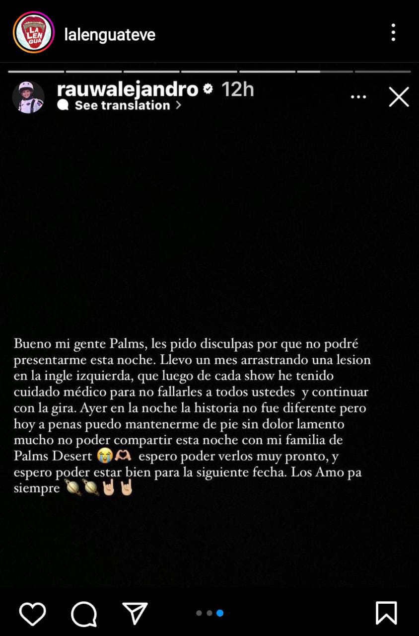 Pide disculpas a sus seguidores tras suspender presentación
