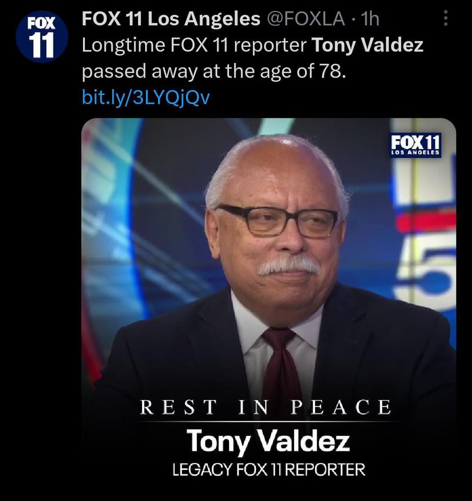 Muere Tony Valdez a los 78 años