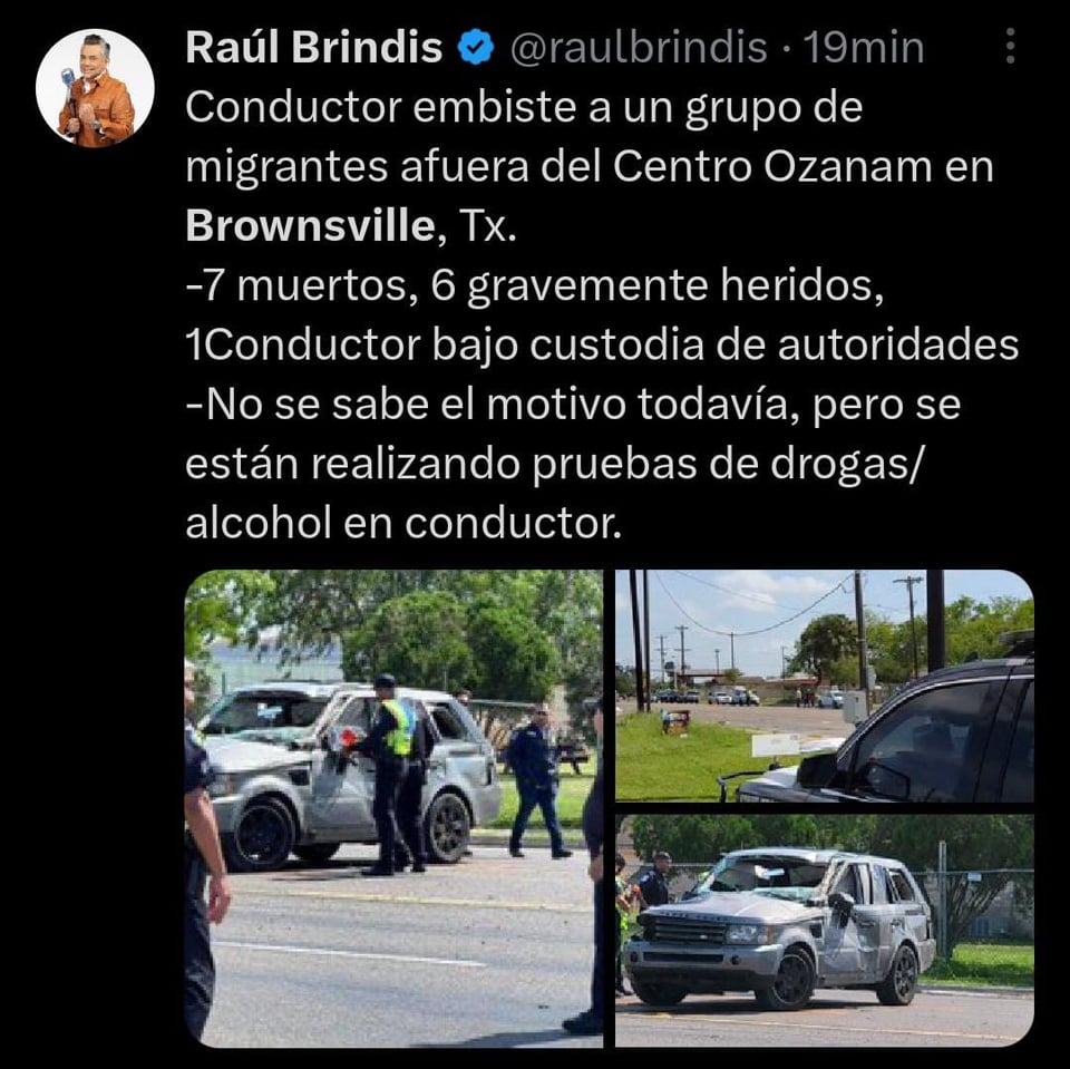 Reportan fatal accidente en Brownsville, Texas con múltiples víctimas
