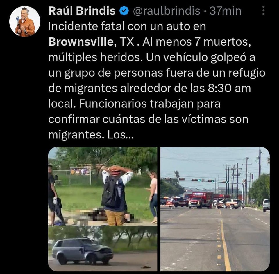 Reportan fatal accidente en Brownsville, Texas