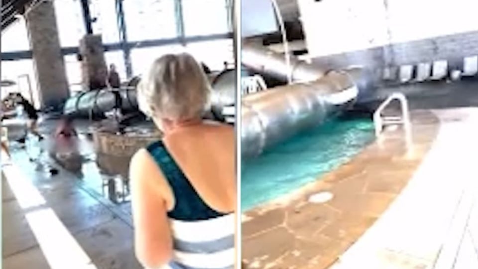 Cae aire acondicionado sobre piscina de un hotel