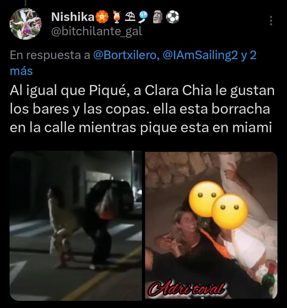 They catch Clara Chía drunk and perreando in the middle of the street