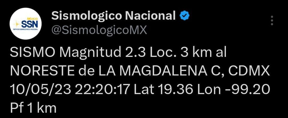 Sismo de 2.3 grados despertó a mexicanos