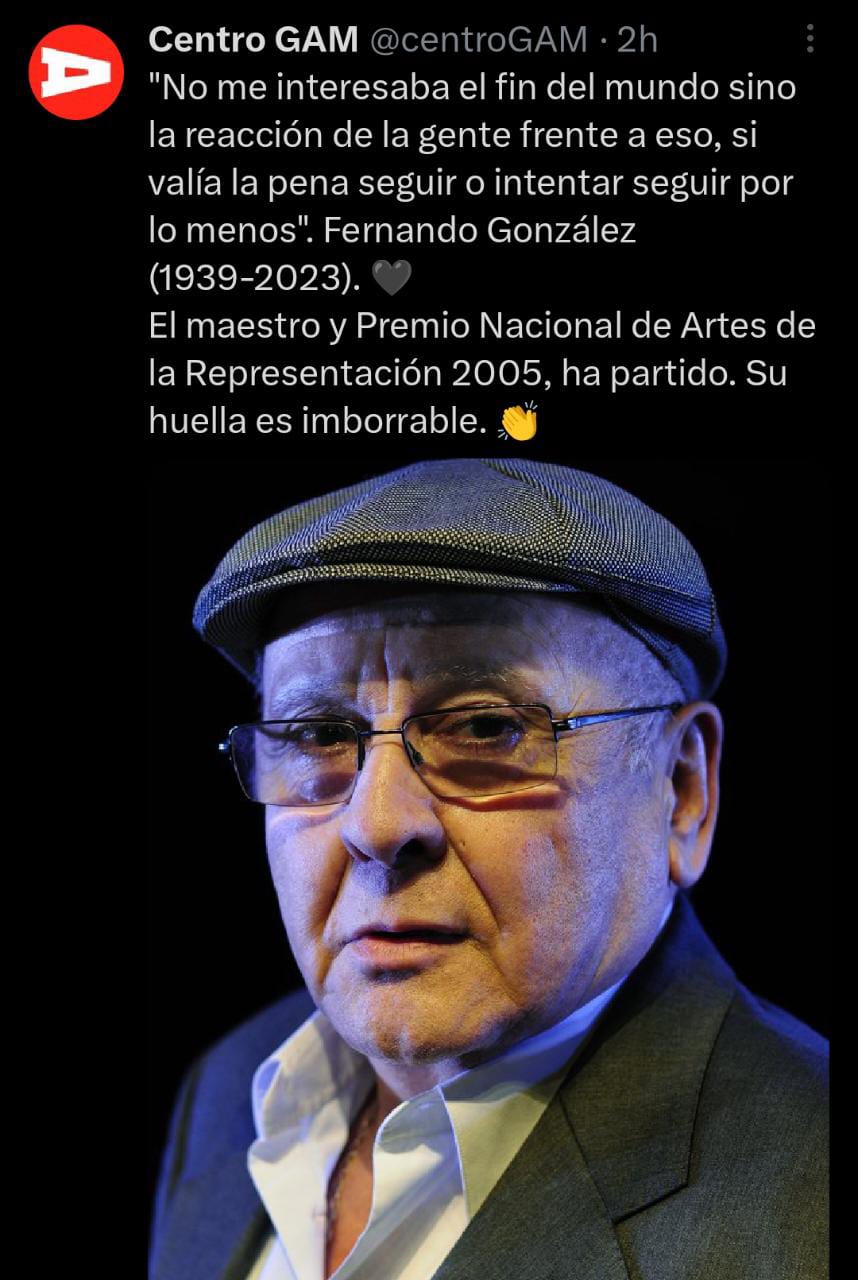 Muere el actor Fernando González ganador de importante premio