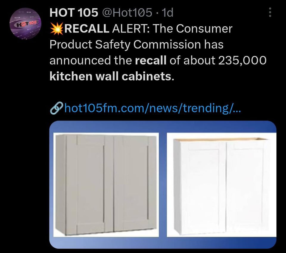 Emiten recall de gabinetes de cocina de American Woodmark