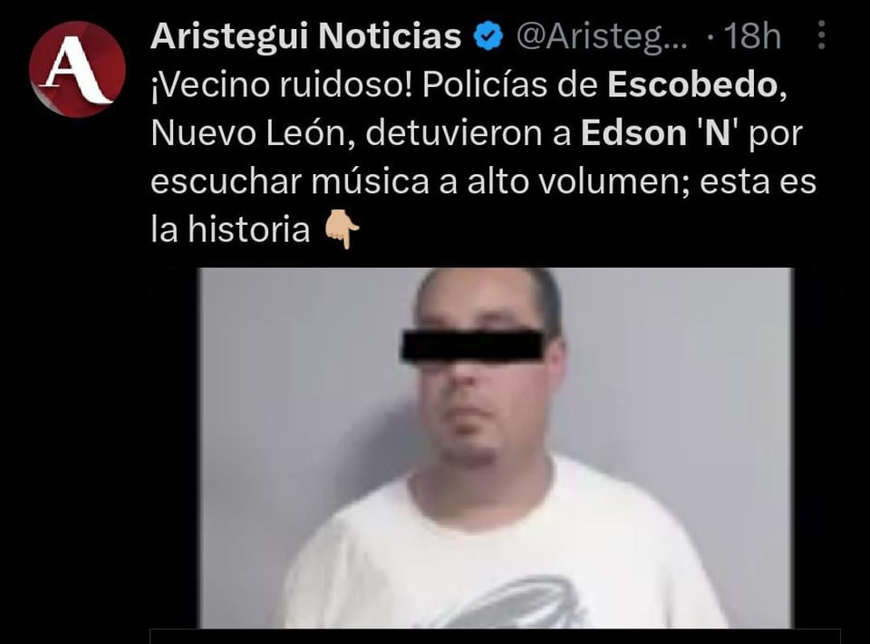 Autoridades en México arrestan a vecino por escuchar música en altos decibeles