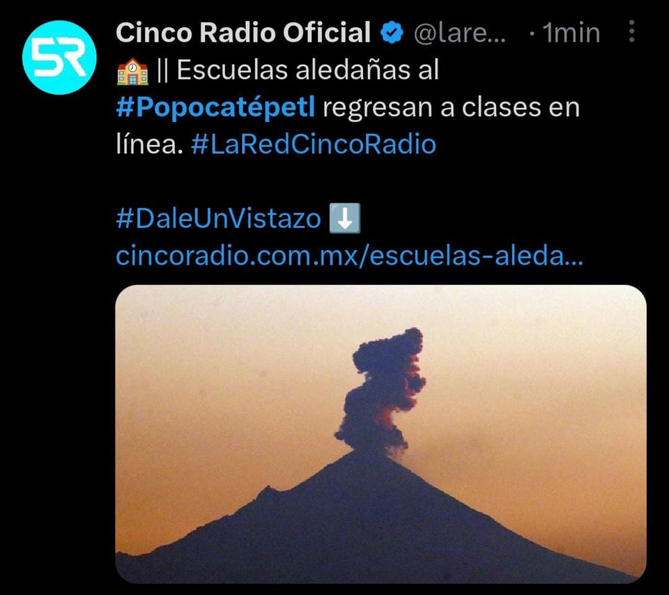 Gobernador toma drástica decisión por actividad del Popocatépetl