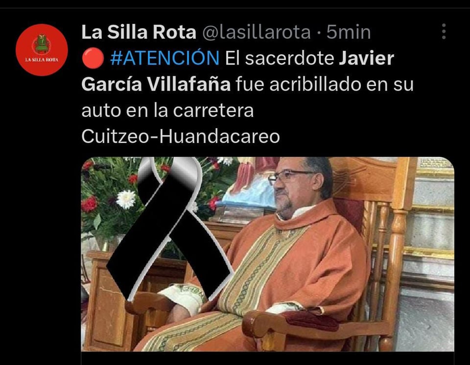 Sacerdote es asesinado a tiros en Michoacán