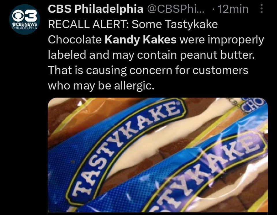 Emiten recall de Kandy Kakes de la marca 'Tastykakes'